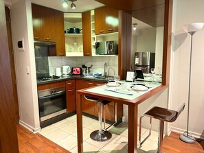 Microwave, oven, stovetop, electric kettle