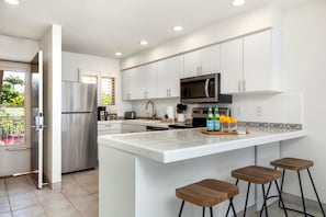 Fridge, microwave, oven, dishwasher