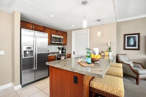 Fridge, microwave, oven, dishwasher