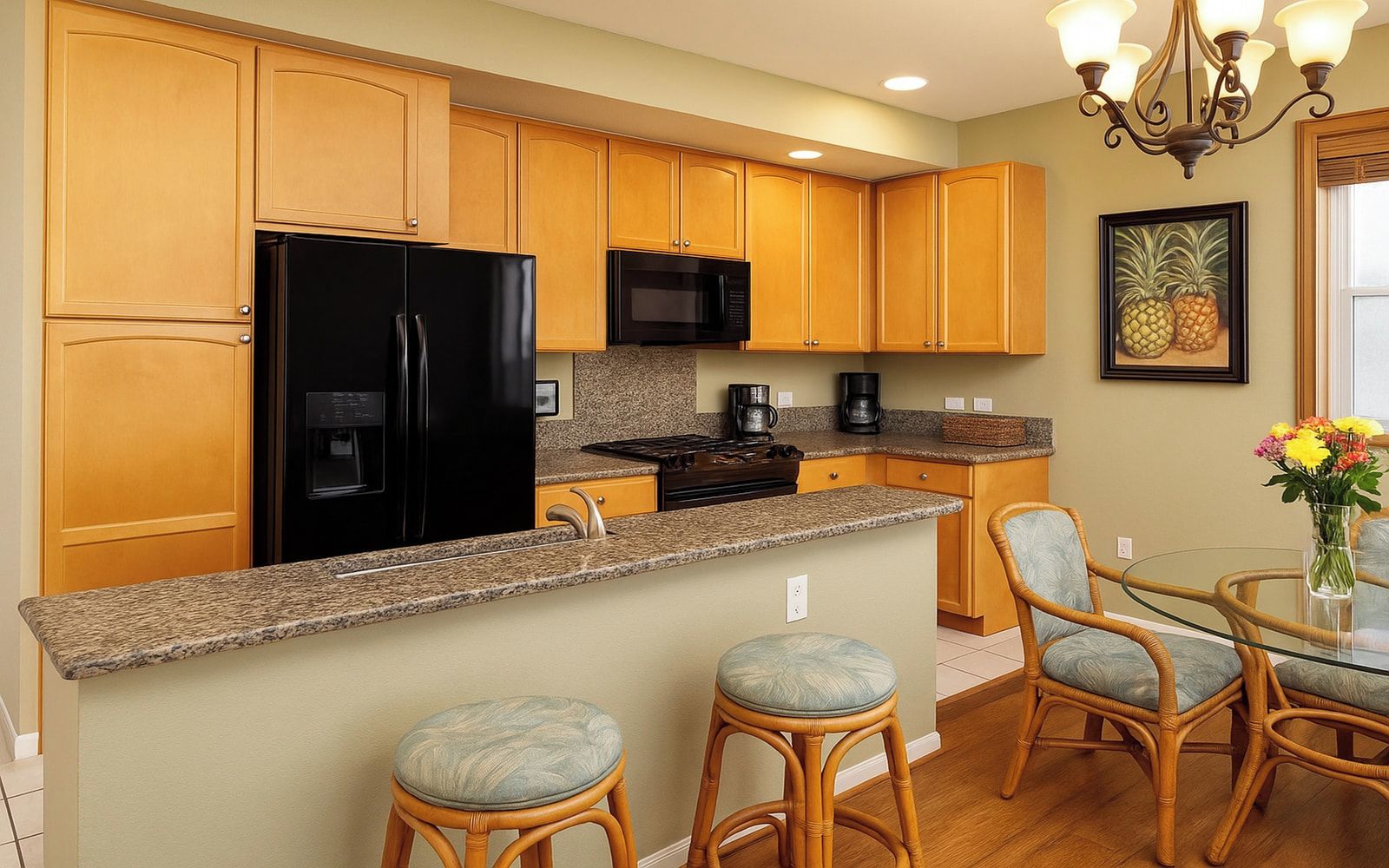 Enjoy morning coffee or evening wine at the bar of this beautiful granite kitchen     WCV-306