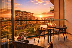 Outdoor dining - Honua Kai Konea | 3 Free Rental Cars | KBM Resorts | Mountain Views | 3 Units, 4 Bedrooms | ML-1305 (Lahaina)
