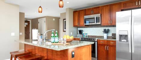 Fridge, microwave, oven, dishwasher