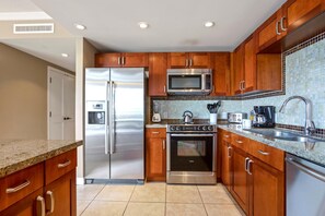 Fridge, microwave, oven, dishwasher