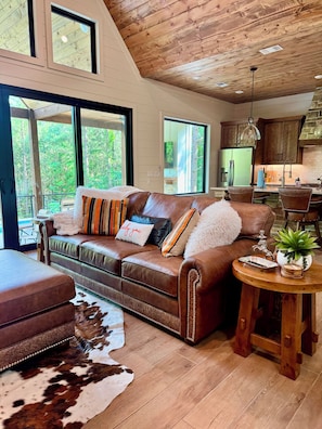 Smart TV, chimenea, libros
