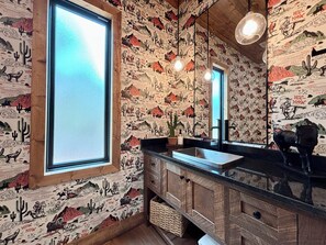 Shower, eco-friendly toiletries, hair dryer, towels