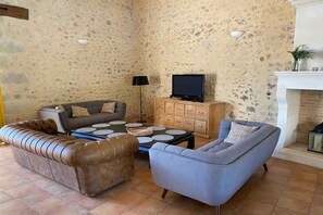TV connectée, cheminée, lecteur de DVD