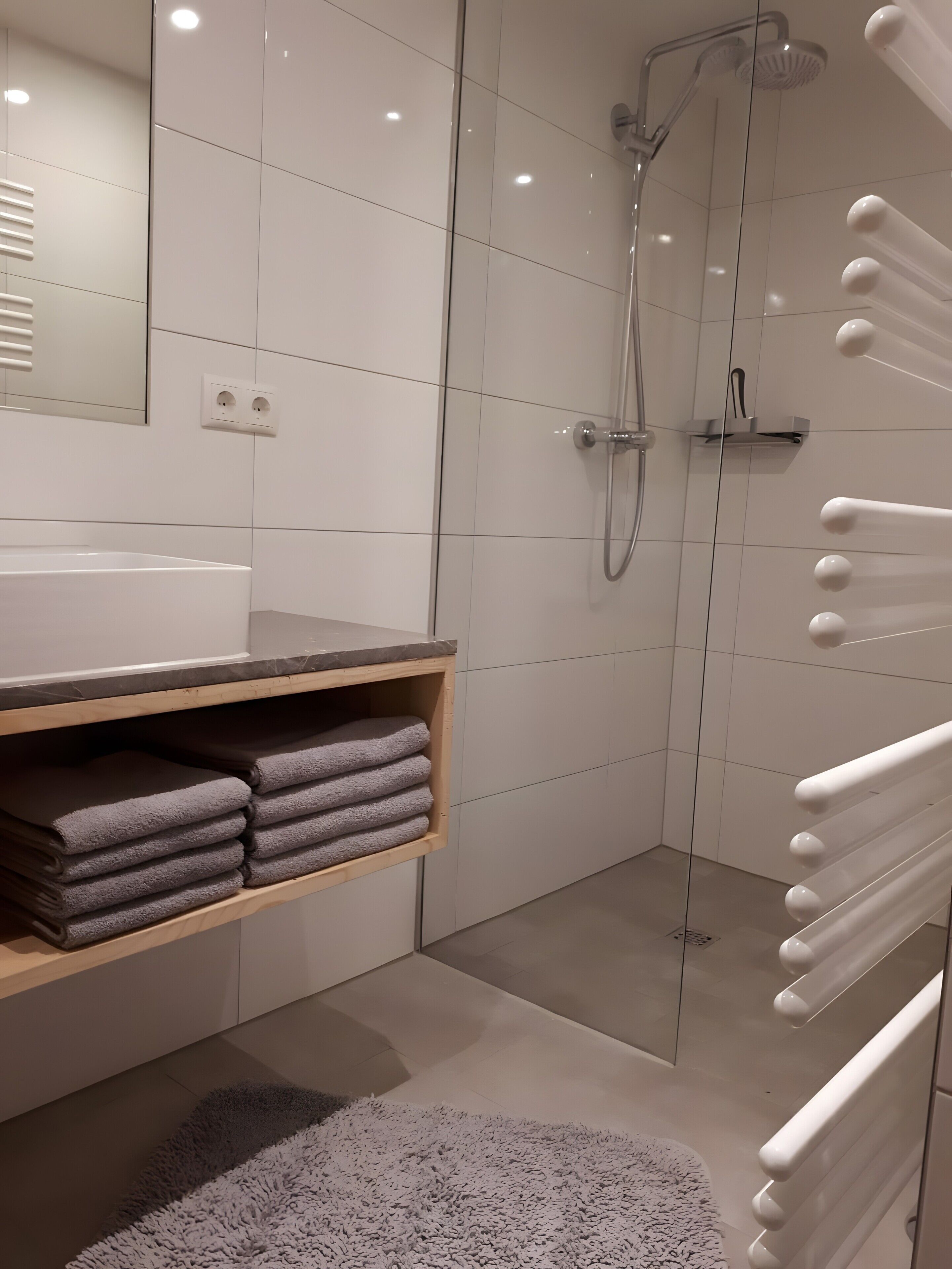 Dusche, Haartrockner, Handtücher