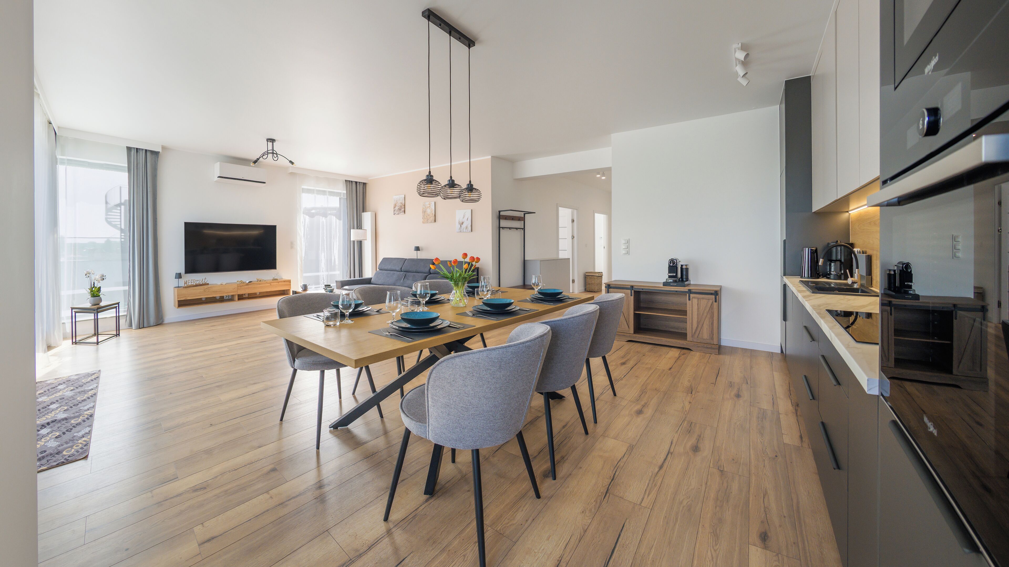 Appartamento, vista fiume (B 33) | Cucina privata | Frigorifero, piano cottura, bollitore elettrico