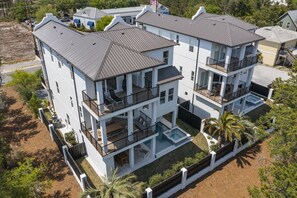 Exterior - Sleeps 39 | 2 Luxe Homes w/ Free Golf Cart, Private Pool+Spa | 3 Blocks to Beach (Santa Rosa Beach)