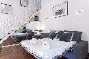 1 dormitorio, tabla de planchar con plancha, cuna de viaje y wifi gratis