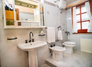 Douche, sèche-cheveux, bidet, papier toilette