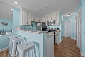 Fridge, microwave, oven, stovetop - 1BR Direct Ocean Front with Ocean Front Pool - walk to everything!- (Ocean Isle Beach)