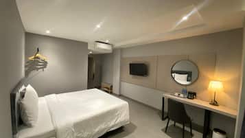 Desk, free WiFi, bed sheets