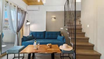 Apartamento luxo, vista para o mar | Área de estar