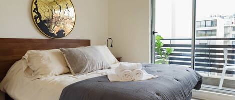 1 غرفة نوم ومكواة/لوح كي وواي فاي وملاءات أسرّة