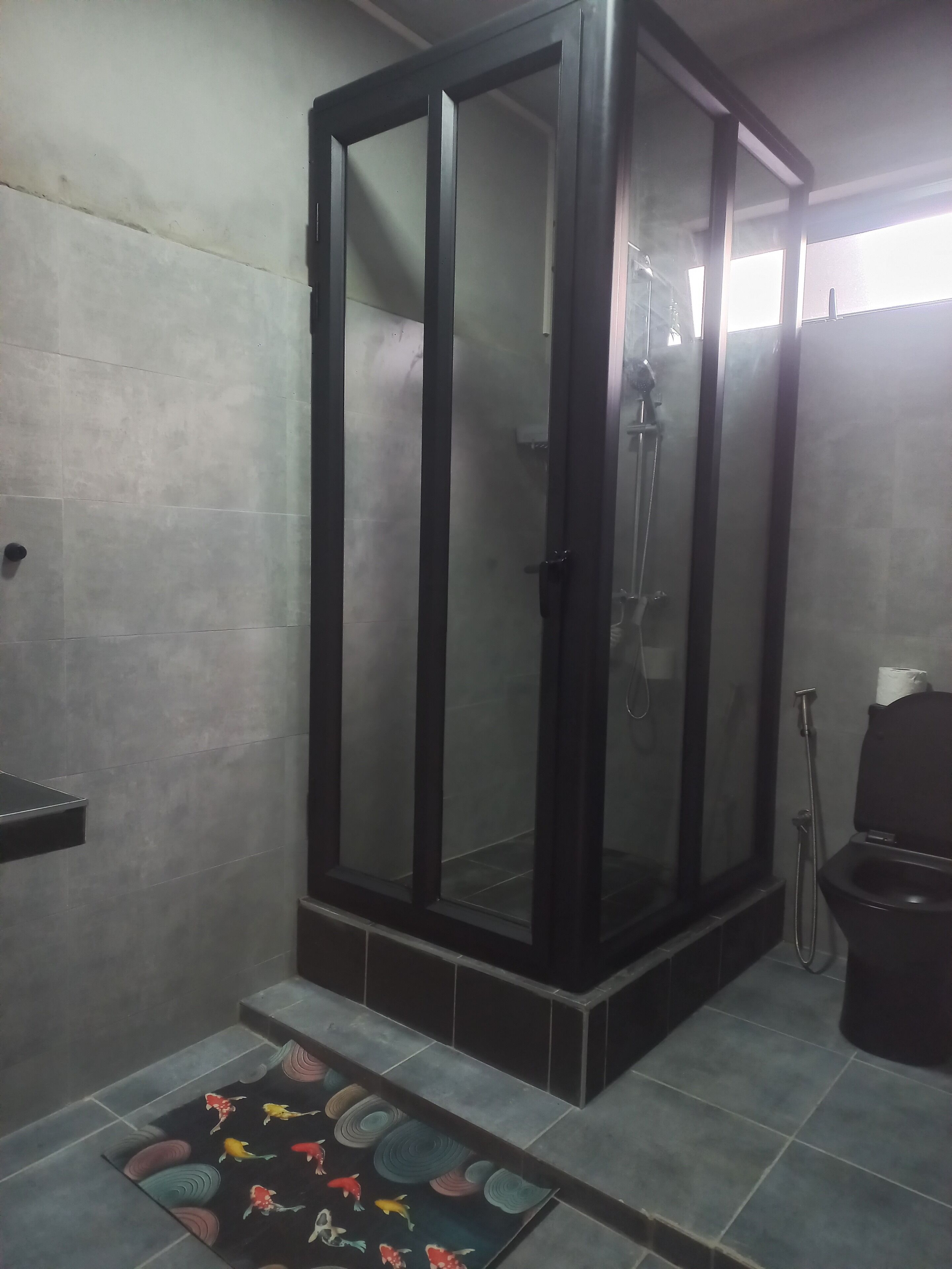 Douche, serviettes fournies, savon, papier toilette