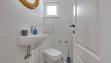 Family House, Multiple Bedrooms, 2 Bathrooms, Mountainside (Hidden Pool House With Sea View) | Bathroom | Combined shower/tub, hair dryer, towels, soap