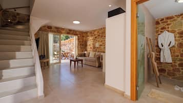 Villa, Sea View | Bathroom | Hair dryer, towels, soap, shampoo