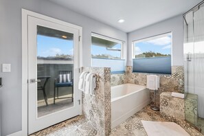 Shower, hair dryer, towels, soap - NEW! 1 minute to beach-Ocean Views-Hot Tub-Waffles for Breakfast (Westport)