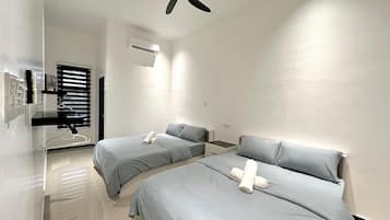 3 habitaciones, tabla de planchar con plancha, wifi y ropa de cama