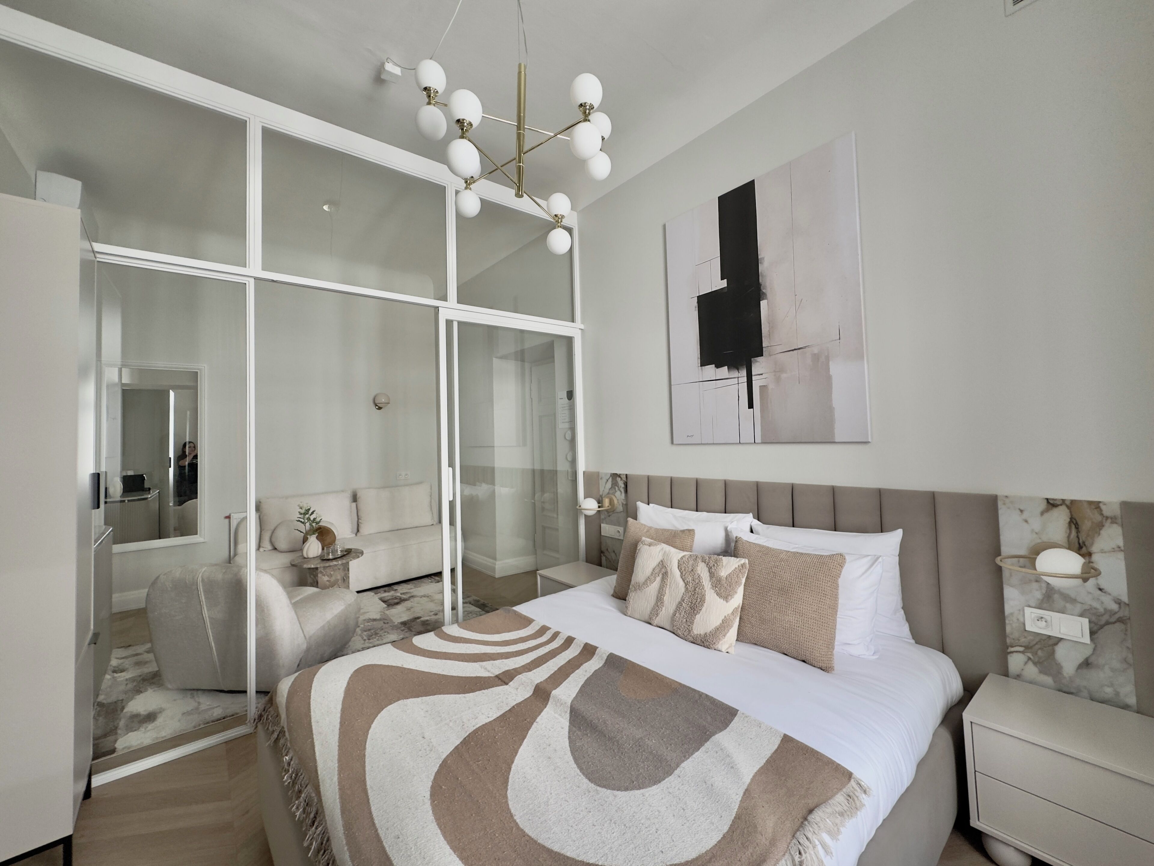 Individually decorated, individually furnished, desk, laptop workspace