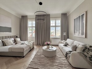 Individually decorated, individually furnished, desk, laptop workspace