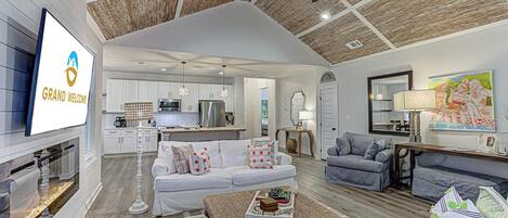 Fernseher, Kamin, Arbeitsbereiche