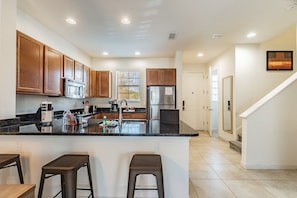 Fridge, microwave, oven, dishwasher