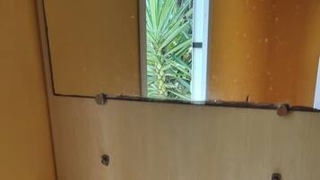 Shower, hair dryer, soap