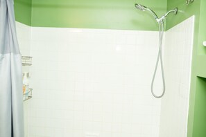 Jetted bath, bidet, towels, soap