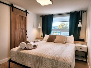 2 bedrooms, iron/ironing board, travel crib, WiFi