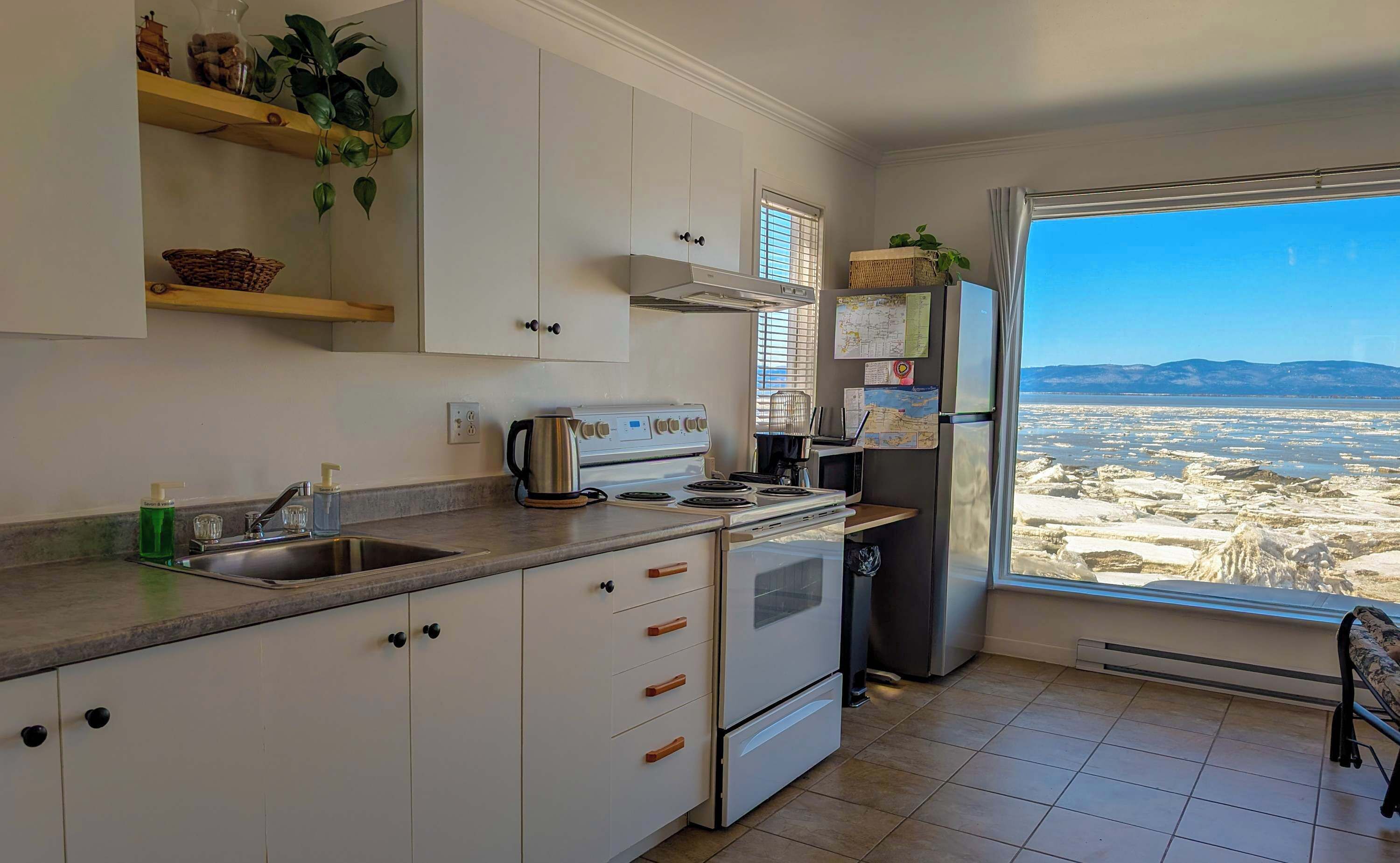 Réfrigérateur, four, plaque de cuisson, cafetière/bouilloire