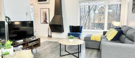 Télévision, cheminée