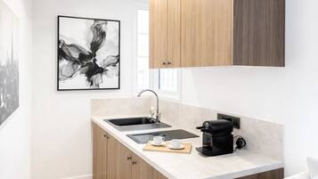 Studio, Courtyard View | Private kitchen | Espresso maker, electric kettle, toaster, freezer