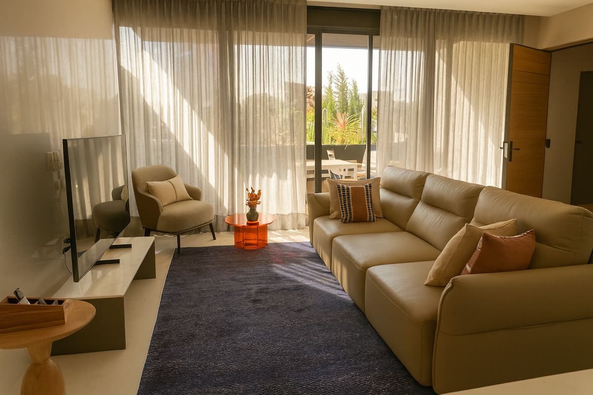 Ático de lujo, 3 habitaciones, terraza, vistas a la ciudad | Zona de estar