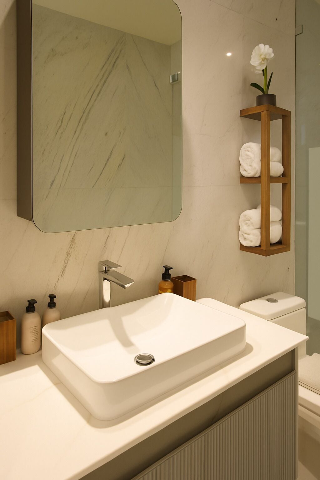 Ático de lujo, 3 habitaciones, terraza, vistas a la ciudad | Baño | Ducha, secador de pelo, toallas y jabón