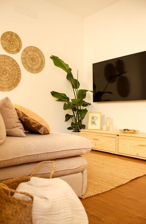 Smart TV, libri, biblioteca musicale, impianto stereo