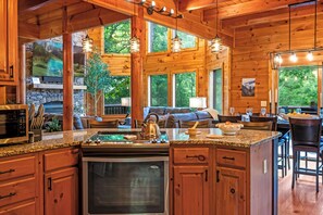 Fridge, microwave, oven, stovetop - 15+ Luxury log cabin w/ Hot Tub & Pool in Sevierville, minutes from Pigeon Forge (Sevierville)