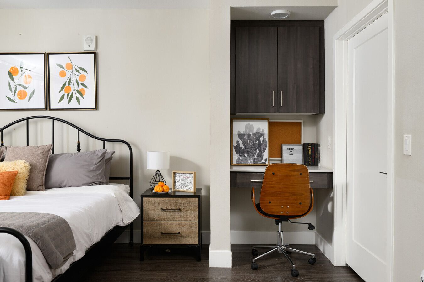 1 bedroom, desk, iron/ironing board, travel crib