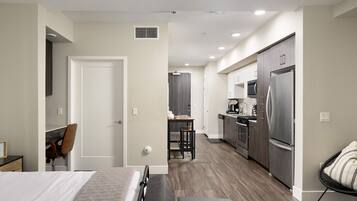 Desk, iron/ironing board, travel crib, free WiFi