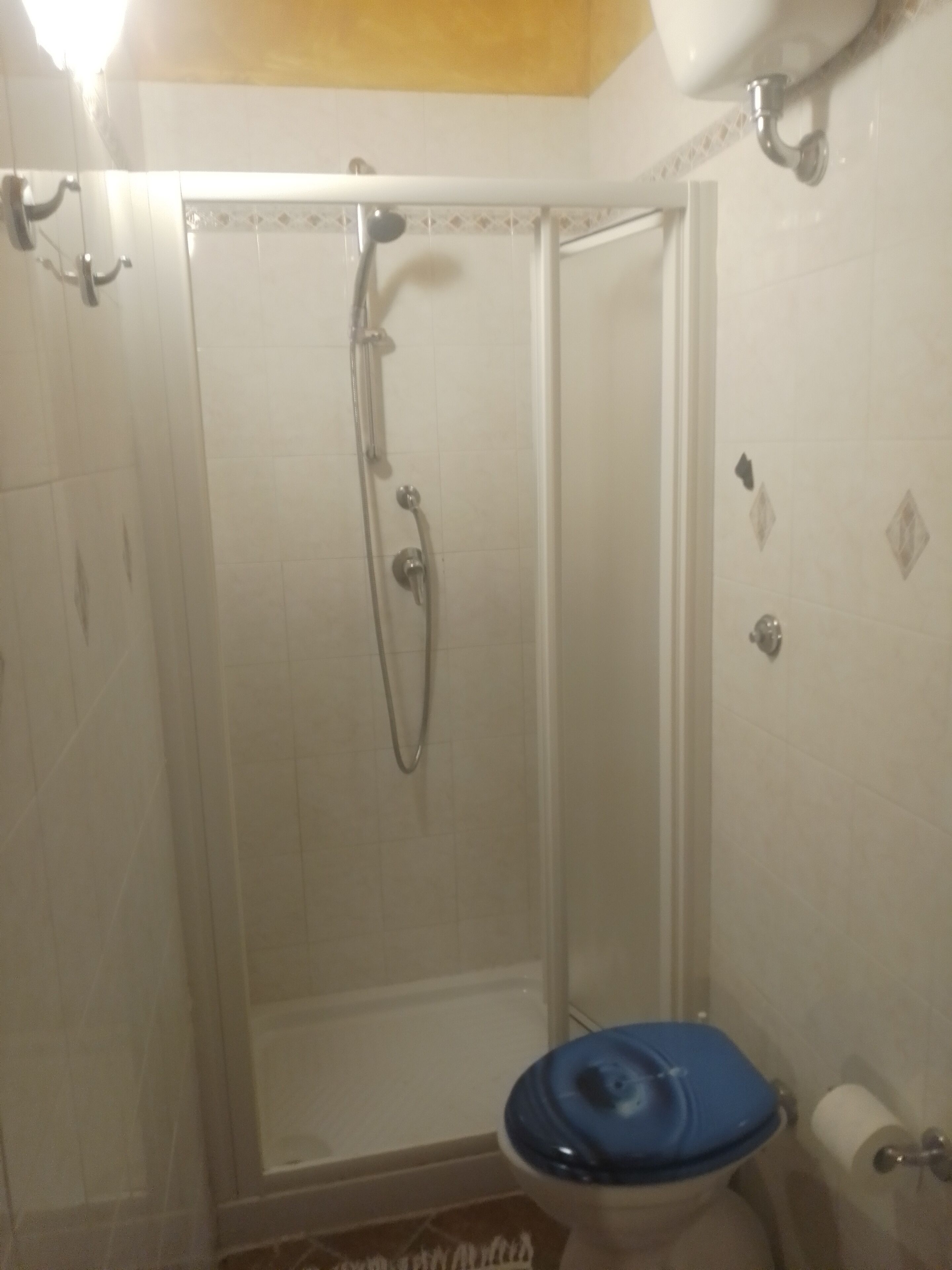 Douche, sèche-cheveux, bidet, serviettes fournies