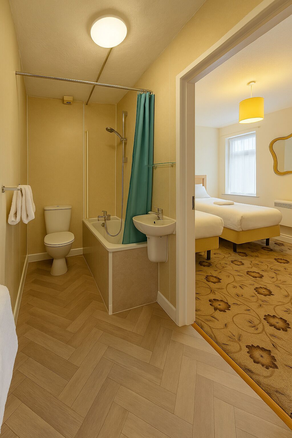 Habitación estándar con 2 camas individuales | Baño | Jabón, shampoo, papel de baño 