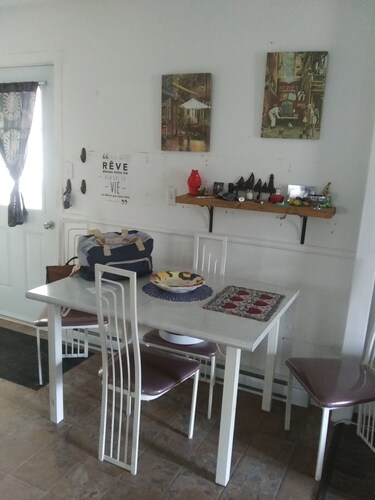 View of the river, near the city center and the bike path near the river.