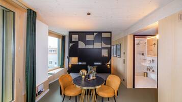 Modern Studio with Balcony | Living area | Heated floors