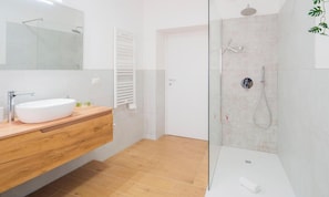 Shower, free toiletries, hair dryer, bidet