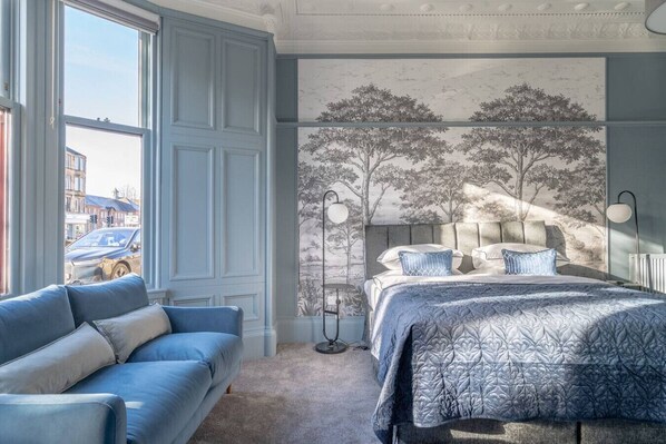 1 bedroom, desk, iron/ironing board, travel crib