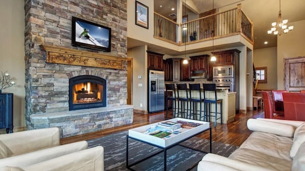 Smart TV, fireplace, DVD player