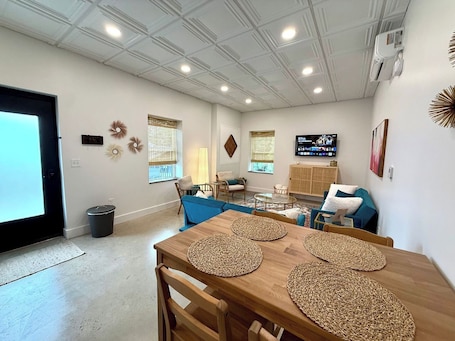 Interior. Boho Bliss is a 1BR retreat in Mount Pilot Hideaways in Downtown Pilot Mountain