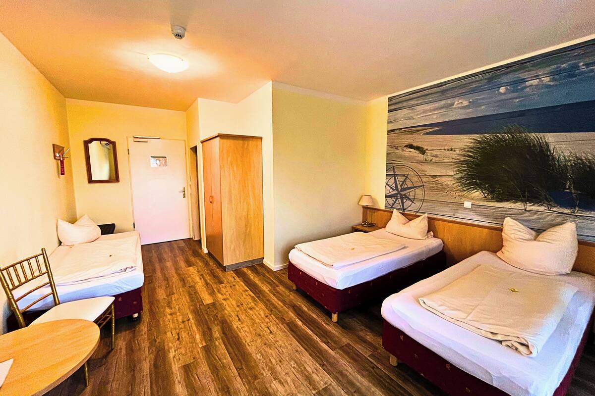 Tremannsrom – classic, ikke-røyk, privat bad | Skrivebord, skrivebord for bærbar PC, lydisolert og strykejern/-brett