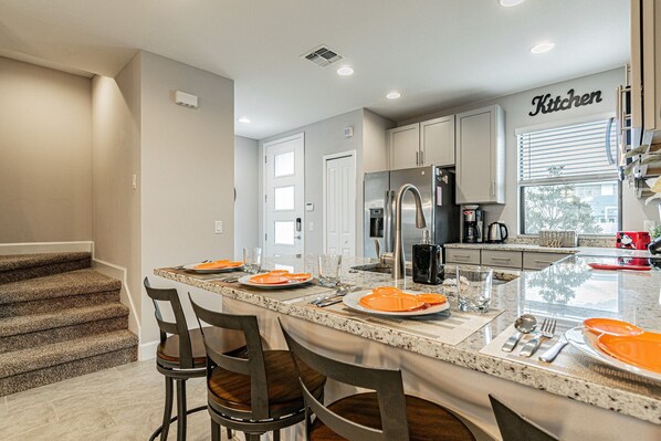 Fridge, microwave, oven, dishwasher